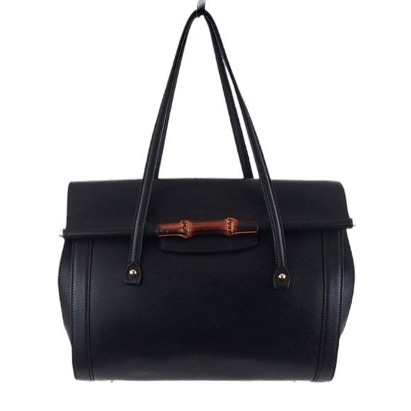 Gucci Handbags - Gucci Tom Ford Inspired Black Finley Grained Leather Bamboo Shoulder Bag Large!